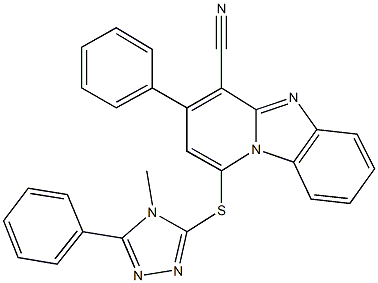 1-[(4-methyl-5-phenyl-4H-1,2,4-triazol-3-yl)thio]-3-phenylpyrido[1,2-a]benzimidazole-4-carbonitrile Struktur