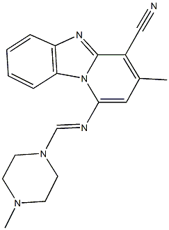 3-methyl-1-{[(4-methyl-1-piperazinyl)methylene]amino}pyrido[1,2-a]benzimidazole-4-carbonitrile Struktur