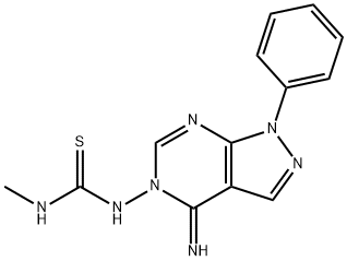 N-(4-imino-1-phenyl-1,4-dihydro-5H-pyrazolo[3,4-d]pyrimidin-5-yl)-N'-methylthiourea Struktur