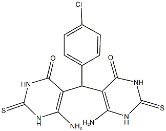 6-amino-5-[(6-amino-4-oxo-2-thioxo-1,2,3,4-tetrahydropyrimidin-5-yl)(4-chlorophenyl)methyl]-2-thioxo-2,3-dihydropyrimidin-4(1H)-one Struktur