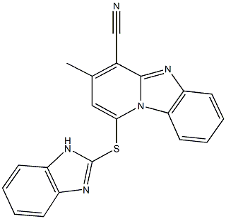 1-(1H-benzimidazol-2-ylthio)-3-methylpyrido[1,2-a]benzimidazole-4-carbonitrile Struktur