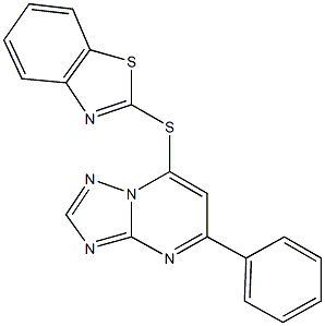 7-(1,3-benzothiazol-2-ylsulfanyl)-5-phenyl[1,2,4]triazolo[1,5-a]pyrimidine Struktur