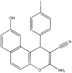 3-amino-9-hydroxy-1-(4-methylphenyl)-1H-benzo[f]chromene-2-carbonitrile Struktur