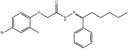 2-(4-bromo-2-methylphenoxy)-N'-(1-phenylhexylidene)acetohydrazide Struktur