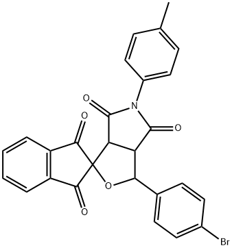 1-(4-bromophenyl)-5-(4-methylphenyl)dihydrospiro(1H-furo[3,4-c]pyrrole-3,2'-[1'H]-indene)-1',3',4,6(2'H,3H,5H)-trione Struktur