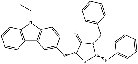 3-benzyl-5-[(9-ethyl-9H-carbazol-3-yl)methylene]-2-(phenylimino)-1,3-thiazolidin-4-one Struktur