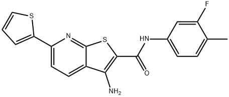 3-amino-N-(3-fluoro-4-methylphenyl)-6-(2-thienyl)thieno[2,3-b]pyridine-2-carboxamide Struktur