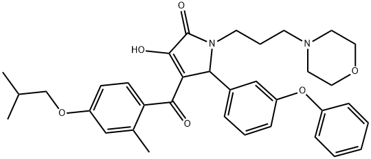 3-hydroxy-4-(4-isobutoxy-2-methylbenzoyl)-1-(3-morpholin-4-ylpropyl)-5-(3-phenoxyphenyl)-1,5-dihydro-2H-pyrrol-2-one Struktur