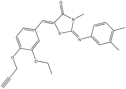 2-[(3,4-dimethylphenyl)imino]-5-[3-ethoxy-4-(2-propynyloxy)benzylidene]-3-methyl-1,3-thiazolidin-4-one Struktur