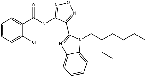 2-chloro-N-{4-[1-(2-ethylhexyl)-1H-benzimidazol-2-yl]-1,2,5-oxadiazol-3-yl}benzamide Struktur