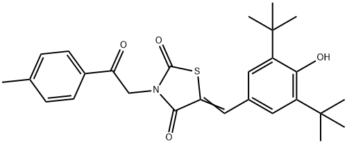 5-(3,5-ditert-butyl-4-hydroxybenzylidene)-3-[2-(4-methylphenyl)-2-oxoethyl]-1,3-thiazolidine-2,4-dione Struktur