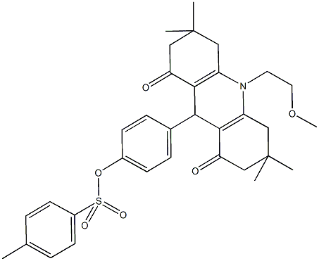 4-[10-(2-methoxyethyl)-3,3,6,6-tetramethyl-1,8-dioxo-1,2,3,4,5,6,7,8,9,10-decahydro-9-acridinyl]phenyl 4-methylbenzenesulfonate Struktur