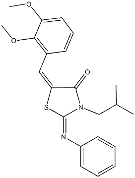 5-(2,3-dimethoxybenzylidene)-3-isobutyl-2-(phenylimino)-1,3-thiazolidin-4-one Struktur