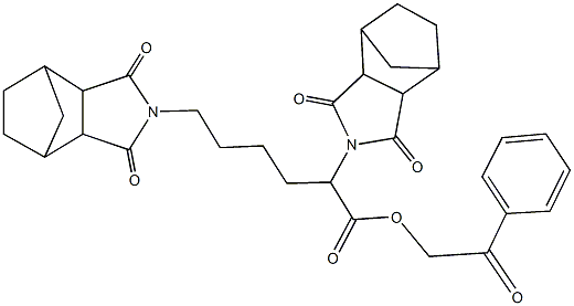 2-oxo-2-phenylethyl 2,6-bis(3,5-dioxo-4-azatricyclo[5.2.1.0~2,6~]dec-4-yl)hexanoate Struktur