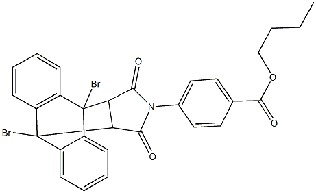 butyl 4-(1,8-dibromo-16,18-dioxo-17-azapentacyclo[6.6.5.0~2,7~.0~9,14~.0~15,19~]nonadeca-2,4,6,9,11,13-hexaen-17-yl)benzoate Struktur