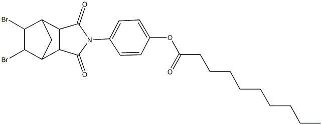 4-(8,9-dibromo-3,5-dioxo-4-azatricyclo[5.2.1.0~2,6~]dec-4-yl)phenyl decanoate Struktur