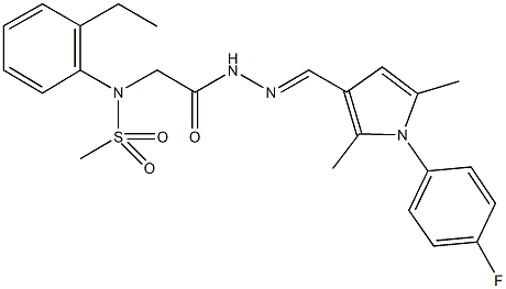 N-(2-ethylphenyl)-N-[2-(2-{[1-(4-fluorophenyl)-2,5-dimethyl-1H-pyrrol-3-yl]methylene}hydrazino)-2-oxoethyl]methanesulfonamide Struktur