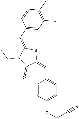 [4-({2-[(3,4-dimethylphenyl)imino]-3-ethyl-4-oxo-1,3-thiazolidin-5-ylidene}methyl)phenoxy]acetonitrile Struktur