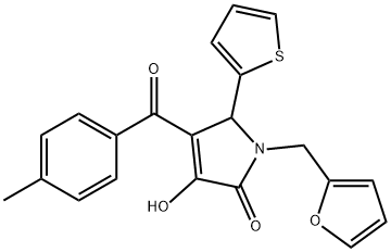 1-(2-furylmethyl)-3-hydroxy-4-(4-methylbenzoyl)-5-(2-thienyl)-1,5-dihydro-2H-pyrrol-2-one Struktur