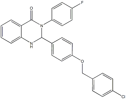 2-{4-[(4-chlorobenzyl)oxy]phenyl}-3-(4-fluorophenyl)-2,3-dihydro-4(1H)-quinazolinone Struktur