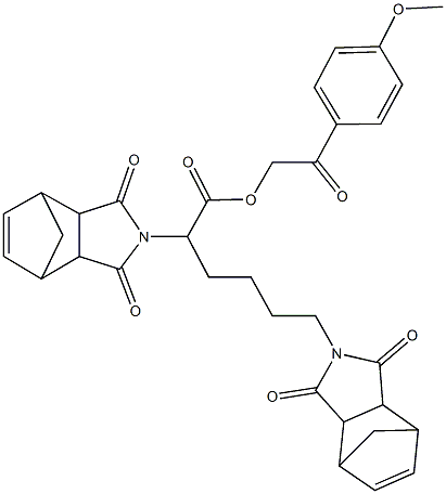 2-(4-methoxyphenyl)-2-oxoethyl 2,6-bis(3,5-dioxo-4-azatricyclo[5.2.1.0~2,6~]dec-8-en-4-yl)hexanoate Struktur