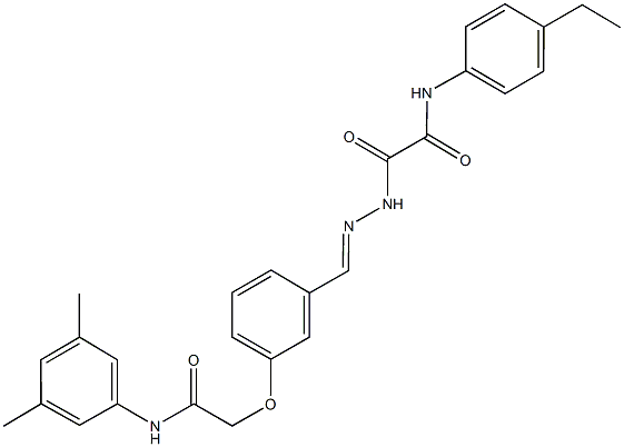 2-(2-{3-[2-(3,5-dimethylanilino)-2-oxoethoxy]benzylidene}hydrazino)-N-(4-ethylphenyl)-2-oxoacetamide Struktur