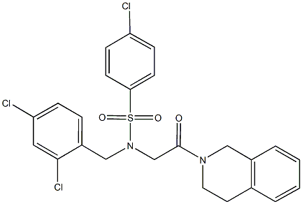 4-chloro-N-(2,4-dichlorobenzyl)-N-[2-(3,4-dihydro-2(1H)-isoquinolinyl)-2-oxoethyl]benzenesulfonamide Struktur