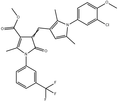 methyl 4-{[1-(3-chloro-4-methoxyphenyl)-2,5-dimethyl-1H-pyrrol-3-yl]methylene}-2-methyl-5-oxo-1-[3-(trifluoromethyl)phenyl]-4,5-dihydro-1H-pyrrole-3-carboxylate Struktur