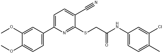 N-(3-chloro-4-methylphenyl)-2-{[3-cyano-6-(3,4-dimethoxyphenyl)pyridin-2-yl]sulfanyl}acetamide Struktur