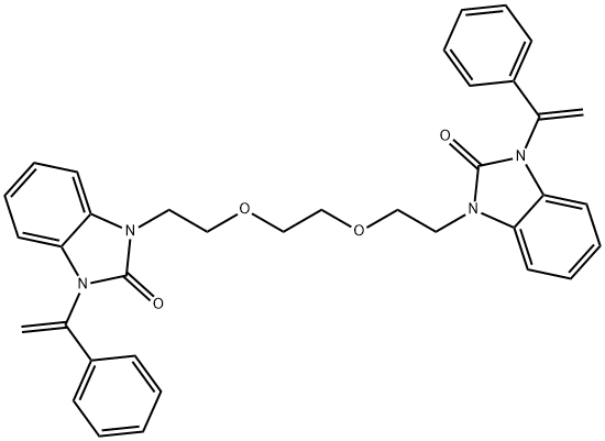 1-[2-(2-{2-[2-oxo-3-(1-phenylvinyl)-2,3-dihydro-1H-benzimidazol-1-yl]ethoxy}ethoxy)ethyl]-3-(1-phenylvinyl)-1,3-dihydro-2H-benzimidazol-2-one Struktur