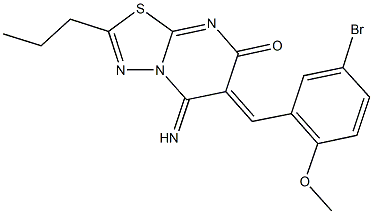 6-(5-bromo-2-methoxybenzylidene)-5-imino-2-propyl-5,6-dihydro-7H-[1,3,4]thiadiazolo[3,2-a]pyrimidin-7-one Struktur