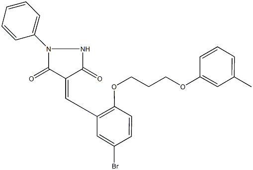 4-{5-bromo-2-[3-(3-methylphenoxy)propoxy]benzylidene}-1-phenyl-3,5-pyrazolidinedione Struktur