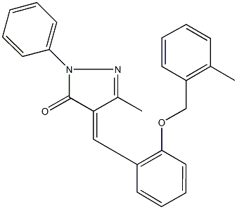 5-methyl-4-{2-[(2-methylbenzyl)oxy]benzylidene}-2-phenyl-2,4-dihydro-3H-pyrazol-3-one Struktur