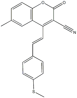 6-methyl-4-{2-[4-(methylsulfanyl)phenyl]vinyl}-2-oxo-2H-chromene-3-carbonitrile Struktur