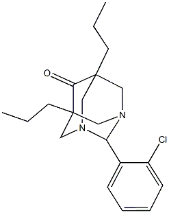 2-(2-chlorophenyl)-5,7-dipropyl-1,3-diazatricyclo[3.3.1.1~3,7~]decan-6-one Struktur