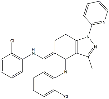 N-[5-[(2-chloroanilino)methylene]-3-methyl-1-(2-pyridinyl)-6,7-dihydro-1H-indazol-4-ylidene]-N-(2-chlorophenyl)amine Struktur