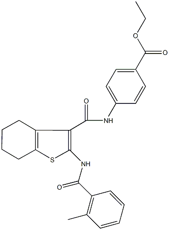 ethyl 4-[({2-[(2-methylbenzoyl)amino]-4,5,6,7-tetrahydro-1-benzothien-3-yl}carbonyl)amino]benzoate Struktur