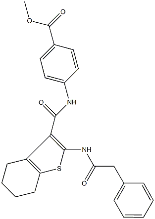 methyl 4-[({2-[(phenylacetyl)amino]-4,5,6,7-tetrahydro-1-benzothien-3-yl}carbonyl)amino]benzoate Struktur