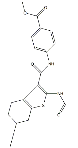 methyl 4-({[2-(acetylamino)-6-tert-butyl-4,5,6,7-tetrahydro-1-benzothien-3-yl]carbonyl}amino)benzoate Struktur