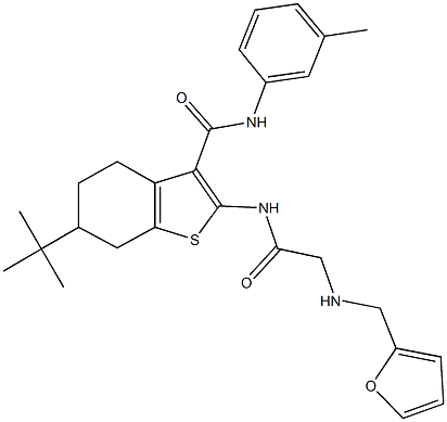 6-tert-butyl-2-({[(2-furylmethyl)amino]acetyl}amino)-N-(3-methylphenyl)-4,5,6,7-tetrahydro-1-benzothiophene-3-carboxamide Struktur