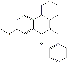 5-benzyl-8-methoxy-1,3,4,4a,5,10b-hexahydro-6(2H)-phenanthridinone Struktur