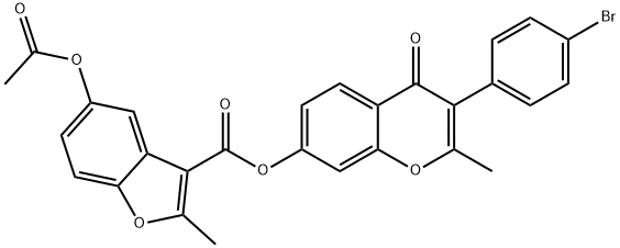 3-(4-bromophenyl)-2-methyl-4-oxo-4H-chromen-7-yl 5-(acetyloxy)-2-methyl-1-benzofuran-3-carboxylate Struktur