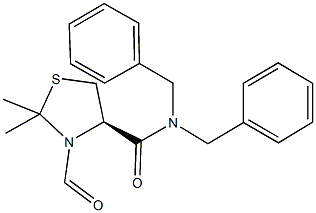 N,N-dibenzyl-3-formyl-2,2-dimethyl-1,3-thiazolidine-4-carboxamide Struktur