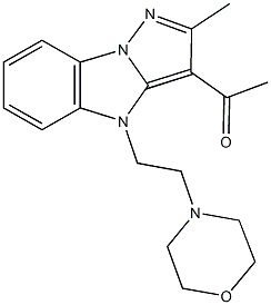 1-[2-methyl-4-(2-morpholin-4-ylethyl)-4H-pyrazolo[1,5-a]benzimidazol-3-yl]ethanone Struktur