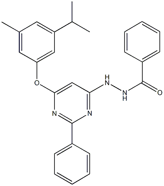 N'-[6-(3-isopropyl-5-methylphenoxy)-2-phenyl-4-pyrimidinyl]benzohydrazide Struktur