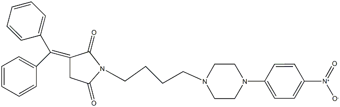 3-(diphenylmethylene)-1-[4-(4-{4-nitrophenyl}-1-piperazinyl)butyl]-2,5-pyrrolidinedione Struktur