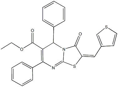 ethyl 3-oxo-5,7-diphenyl-2-(3-thienylmethylene)-2,3-dihydro-5H-[1,3]thiazolo[3,2-a]pyrimidine-6-carboxylate Struktur