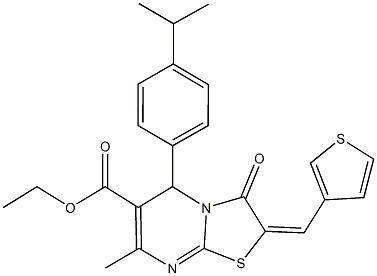 ethyl 5-(4-isopropylphenyl)-7-methyl-3-oxo-2-(3-thienylmethylene)-2,3-dihydro-5H-[1,3]thiazolo[3,2-a]pyrimidine-6-carboxylate Struktur