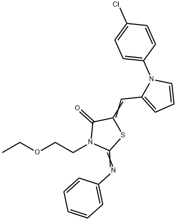 5-{[1-(4-chlorophenyl)-1H-pyrrol-2-yl]methylene}-3-(2-ethoxyethyl)-2-(phenylimino)-1,3-thiazolidin-4-one Struktur