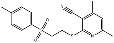 4,6-dimethyl-2-({2-[(4-methylphenyl)sulfonyl]ethyl}sulfanyl)nicotinonitrile Struktur